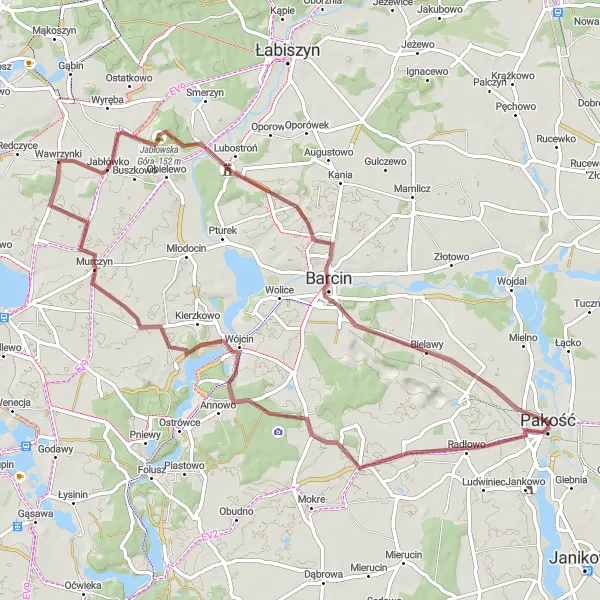 Miniatura mapy "Trasa Gravel po Górach Jabłowskich" - trasy rowerowej w Kujawsko-pomorskie, Poland. Wygenerowane przez planer tras rowerowych Tarmacs.app