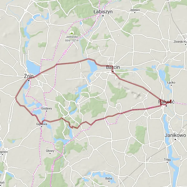 Miniatura mapy "Trasa gravelowa przez Słaboszewo i Piechcin" - trasy rowerowej w Kujawsko-pomorskie, Poland. Wygenerowane przez planer tras rowerowych Tarmacs.app