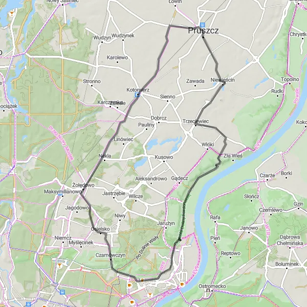 Miniatura mapy "Trasa Pruszcz - Trzęsacz - Osielsko - Pyszczyn" - trasy rowerowej w Kujawsko-pomorskie, Poland. Wygenerowane przez planer tras rowerowych Tarmacs.app