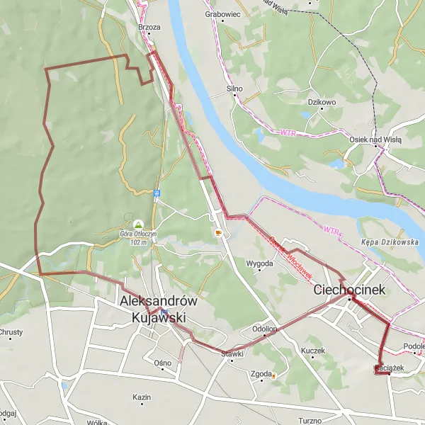 Miniatura mapy "Trasa Gravelowa Aleksandrów Kujawski" - trasy rowerowej w Kujawsko-pomorskie, Poland. Wygenerowane przez planer tras rowerowych Tarmacs.app