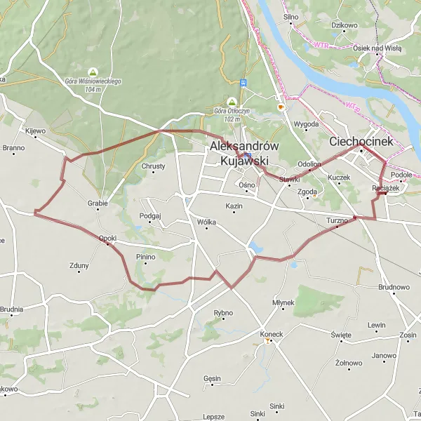 Miniatura mapy "Przejażdżka do Turzna i Aleksandrów Kujawski" - trasy rowerowej w Kujawsko-pomorskie, Poland. Wygenerowane przez planer tras rowerowych Tarmacs.app