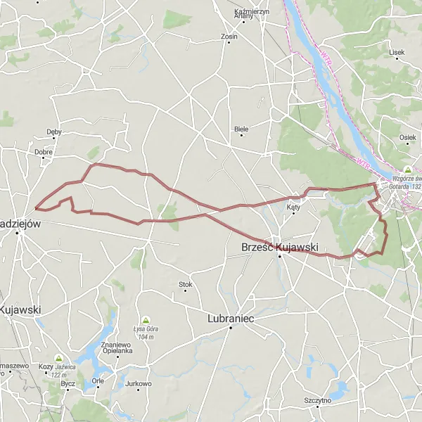 Miniatura mapy "Trasa Gravelowa Wieniec - Smólsk - Osięciny" - trasy rowerowej w Kujawsko-pomorskie, Poland. Wygenerowane przez planer tras rowerowych Tarmacs.app