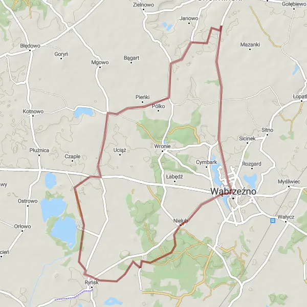 Miniatura mapy "Trasa Gravelowa do Radzyń-Wybudowanie" - trasy rowerowej w Kujawsko-pomorskie, Poland. Wygenerowane przez planer tras rowerowych Tarmacs.app