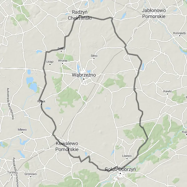Miniatura mapy "Trasa przez Rywałd i Sierakowo" - trasy rowerowej w Kujawsko-pomorskie, Poland. Wygenerowane przez planer tras rowerowych Tarmacs.app