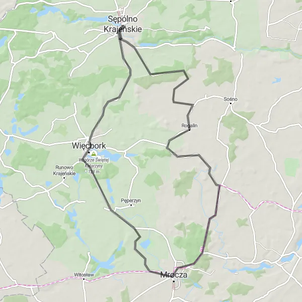 Miniatura mapy "Trasa Przez Malownicze Tereny" - trasy rowerowej w Kujawsko-pomorskie, Poland. Wygenerowane przez planer tras rowerowych Tarmacs.app