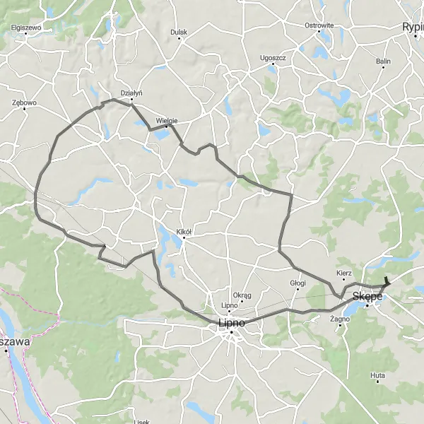 Miniatura mapy "Szlak Lipno" - trasy rowerowej w Kujawsko-pomorskie, Poland. Wygenerowane przez planer tras rowerowych Tarmacs.app