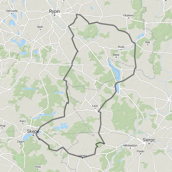 Map miniature of "Godziszewy Circuit" cycling inspiration in Kujawsko-pomorskie, Poland. Generated by Tarmacs.app cycling route planner