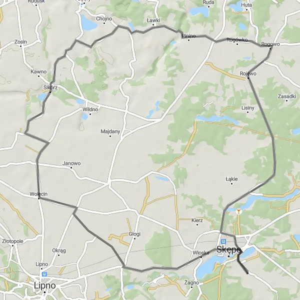 Miniatura mapy "Szlak Grodzeń" - trasy rowerowej w Kujawsko-pomorskie, Poland. Wygenerowane przez planer tras rowerowych Tarmacs.app