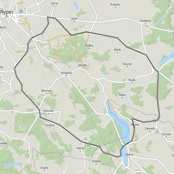 Miniatura mapy "Trasa szosowa przez Szczutowo, Kosiory i Godziszewy" - trasy rowerowej w Kujawsko-pomorskie, Poland. Wygenerowane przez planer tras rowerowych Tarmacs.app