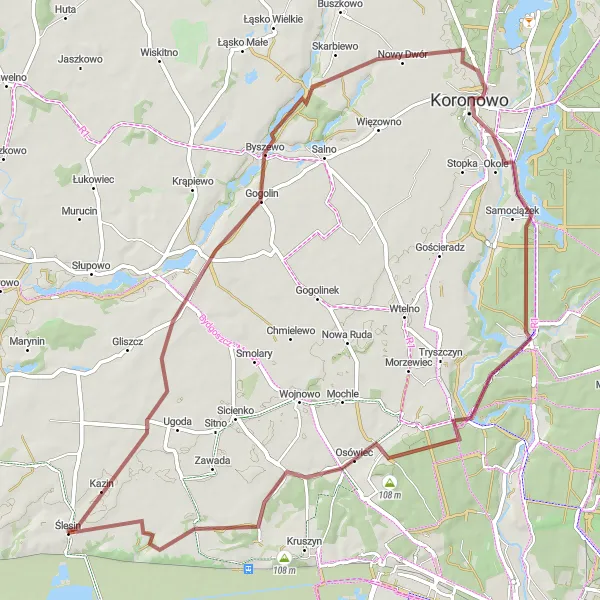 Map miniature of "The Lake District Gravel Loop" cycling inspiration in Kujawsko-pomorskie, Poland. Generated by Tarmacs.app cycling route planner