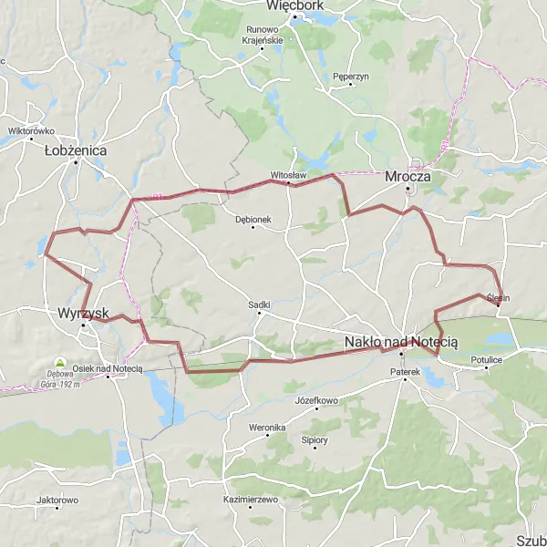 Map miniature of "Off-Road Adventure" cycling inspiration in Kujawsko-pomorskie, Poland. Generated by Tarmacs.app cycling route planner