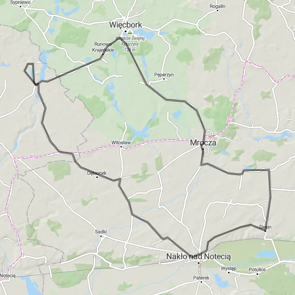 Miniatura mapy "Trasa rowerowa Nakło nad Notecią - Ślesin" - trasy rowerowej w Kujawsko-pomorskie, Poland. Wygenerowane przez planer tras rowerowych Tarmacs.app