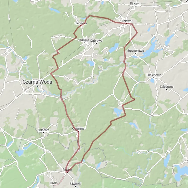 Miniatura mapy "Trasa Śliwice - Ocypel" - trasy rowerowej w Kujawsko-pomorskie, Poland. Wygenerowane przez planer tras rowerowych Tarmacs.app