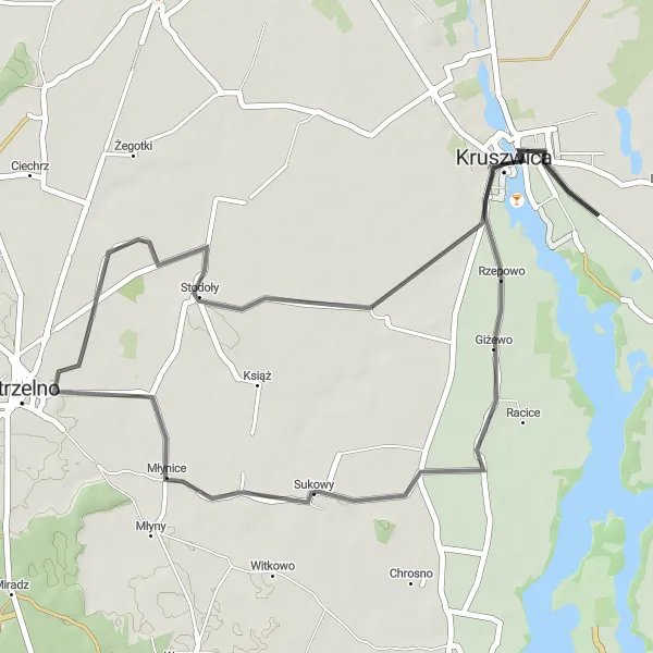 Map miniature of "Rzepowo Loop" cycling inspiration in Kujawsko-pomorskie, Poland. Generated by Tarmacs.app cycling route planner