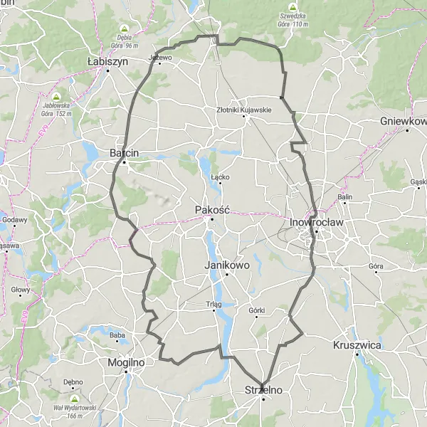 Miniatura mapy "Przejażdżka przez Szczepankowo" - trasy rowerowej w Kujawsko-pomorskie, Poland. Wygenerowane przez planer tras rowerowych Tarmacs.app