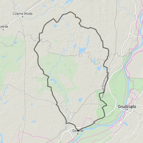 Map miniature of "Challenging Hills and Scenic Beauty" cycling inspiration in Kujawsko-pomorskie, Poland. Generated by Tarmacs.app cycling route planner