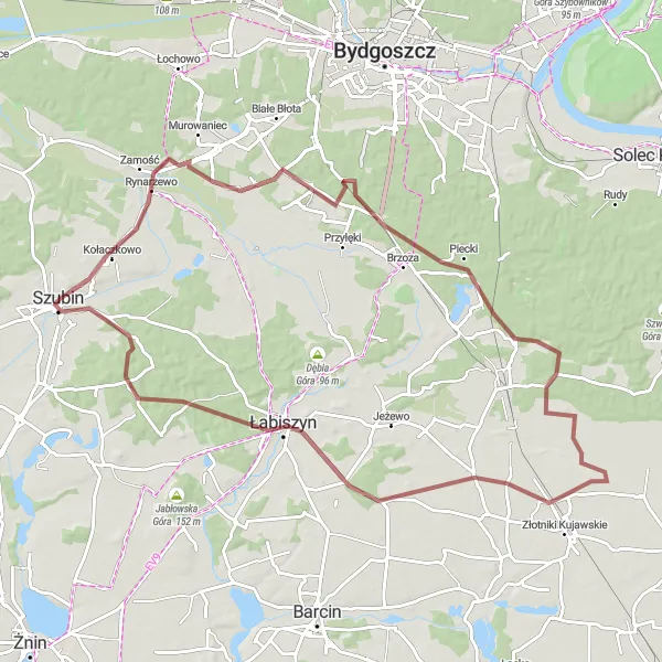 Miniatura mapy "Trasa szutrowa przez Kołaczkowo i Pęchowo" - trasy rowerowej w Kujawsko-pomorskie, Poland. Wygenerowane przez planer tras rowerowych Tarmacs.app