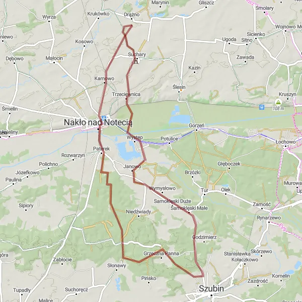 Miniatura mapy "Świat rowerowej przygody w okolicach Szubina" - trasy rowerowej w Kujawsko-pomorskie, Poland. Wygenerowane przez planer tras rowerowych Tarmacs.app
