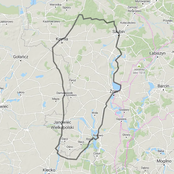Miniatura mapy "Przejażdżka rowerowa przez urokliwe miejsca w okolicy Szubina" - trasy rowerowej w Kujawsko-pomorskie, Poland. Wygenerowane przez planer tras rowerowych Tarmacs.app