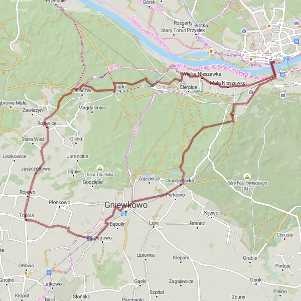 Miniatura mapy "Trasa gravelowa do Suchatówki" - trasy rowerowej w Kujawsko-pomorskie, Poland. Wygenerowane przez planer tras rowerowych Tarmacs.app