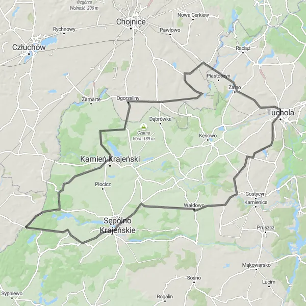 Map miniature of "Scenic Road Cycling Route in Kujawsko-pomorskie" cycling inspiration in Kujawsko-pomorskie, Poland. Generated by Tarmacs.app cycling route planner