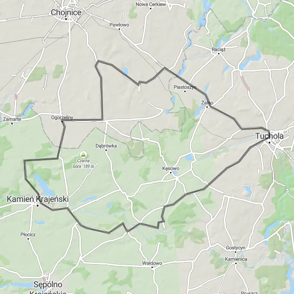 Map miniature of "Silno Circuit" cycling inspiration in Kujawsko-pomorskie, Poland. Generated by Tarmacs.app cycling route planner