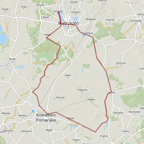 Miniatura mapy "Przejażdżka z Wąbrzeźna do Kowalewa Pomorskiego" - trasy rowerowej w Kujawsko-pomorskie, Poland. Wygenerowane przez planer tras rowerowych Tarmacs.app