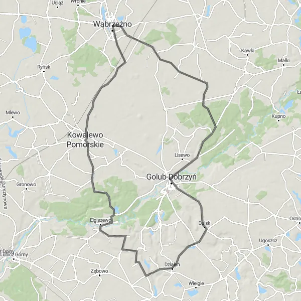 Miniatura mapy "Trasa do Golubia-Dobrzynia przez Kurkocin i Działyń" - trasy rowerowej w Kujawsko-pomorskie, Poland. Wygenerowane przez planer tras rowerowych Tarmacs.app