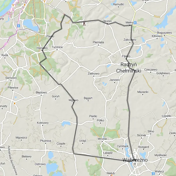 Miniatura mapy "Szlak przez Ruiny Zamku Krzyżackiego" - trasy rowerowej w Kujawsko-pomorskie, Poland. Wygenerowane przez planer tras rowerowych Tarmacs.app