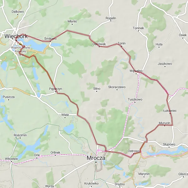 Map miniature of "The Konstantowo Gravel Loop" cycling inspiration in Kujawsko-pomorskie, Poland. Generated by Tarmacs.app cycling route planner