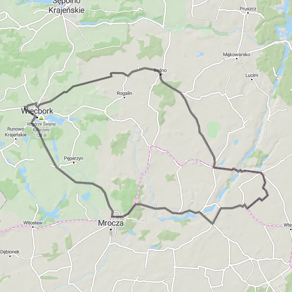 Miniatura mapy "Trasa rowerowa Więcbork - Byszewo - Wierzchucinek - Zabartowo - Więcbork" - trasy rowerowej w Kujawsko-pomorskie, Poland. Wygenerowane przez planer tras rowerowych Tarmacs.app