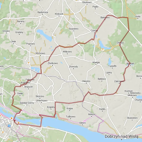 Miniatura mapy "Przez Górskie Wzniesienia do Włocławka" - trasy rowerowej w Kujawsko-pomorskie, Poland. Wygenerowane przez planer tras rowerowych Tarmacs.app