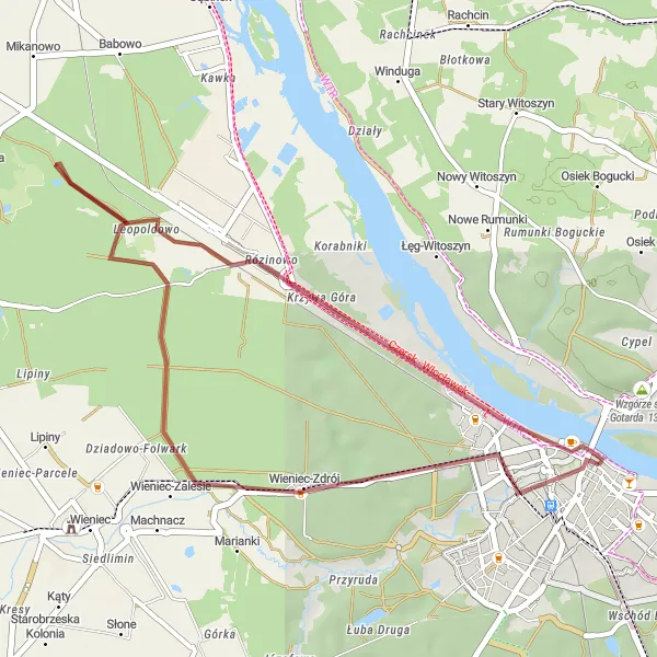 Miniatura mapy "Szlak Historyczny przez Uroczą Wiślę" - trasy rowerowej w Kujawsko-pomorskie, Poland. Wygenerowane przez planer tras rowerowych Tarmacs.app