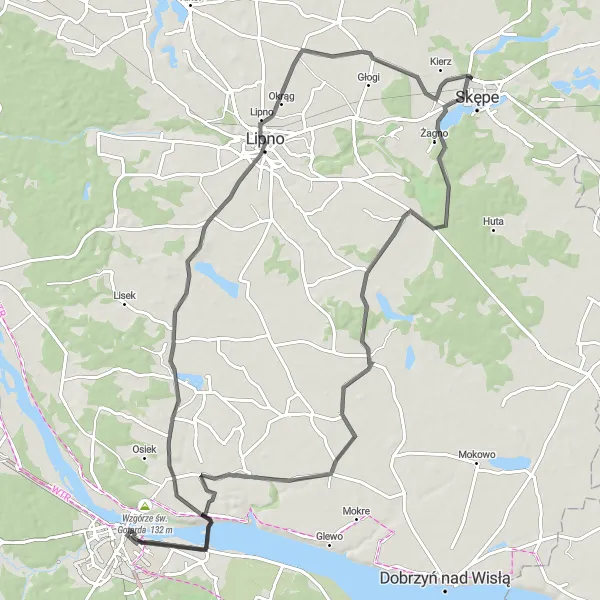 Miniatura mapy "Trasa przez Lipno i Bałdowo" - trasy rowerowej w Kujawsko-pomorskie, Poland. Wygenerowane przez planer tras rowerowych Tarmacs.app