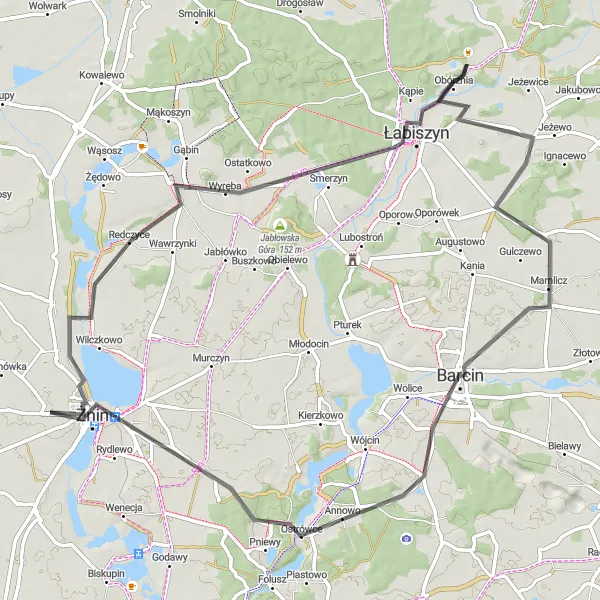 Miniatura mapy "Trasa przez Dębią Górę" - trasy rowerowej w Kujawsko-pomorskie, Poland. Wygenerowane przez planer tras rowerowych Tarmacs.app