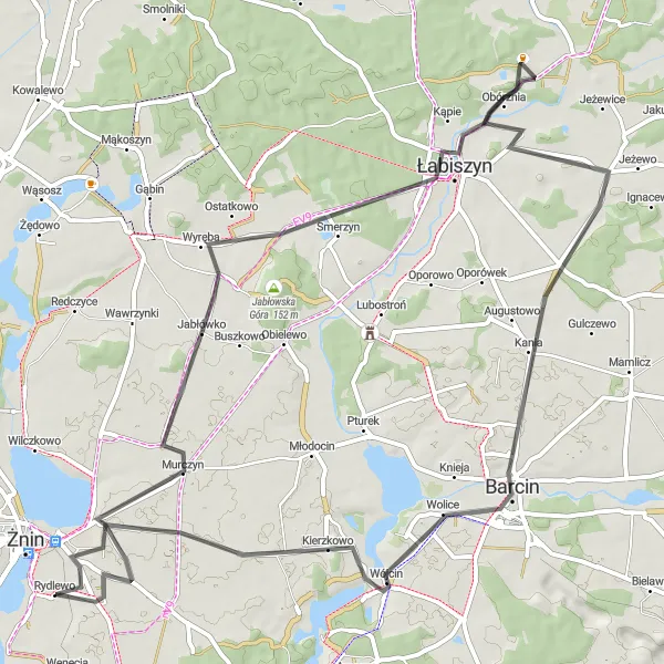 Miniatura mapy "Dębia Góra and Kierzkowo Road Adventure" - trasy rowerowej w Kujawsko-pomorskie, Poland. Wygenerowane przez planer tras rowerowych Tarmacs.app