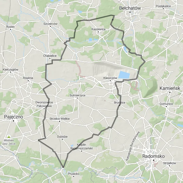 Map miniature of "Lgota Wielka Loop" cycling inspiration in Łódzkie, Poland. Generated by Tarmacs.app cycling route planner