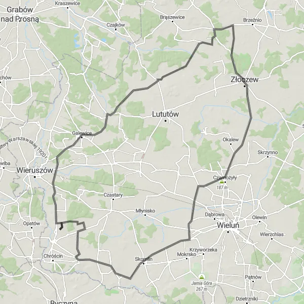 Miniatura mapy "Trasa Szosowa przez Klonową" - trasy rowerowej w Łódzkie, Poland. Wygenerowane przez planer tras rowerowych Tarmacs.app