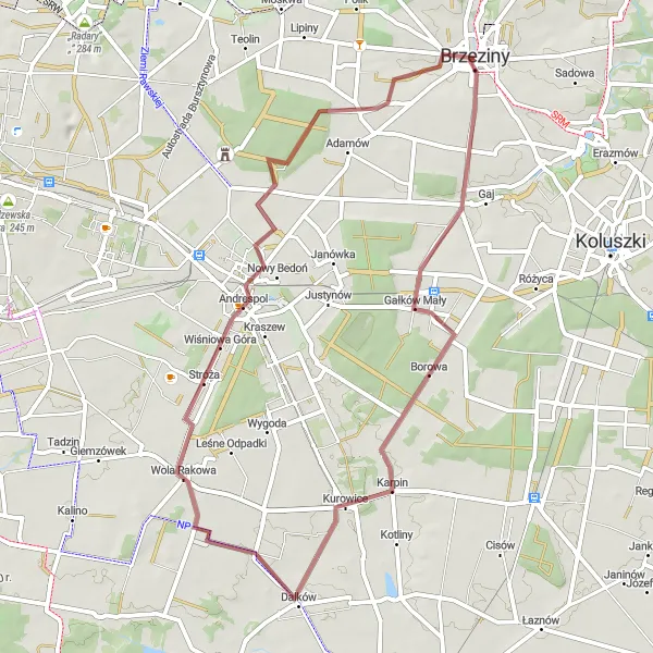 Map miniature of "The Witkowice Connection" cycling inspiration in Łódzkie, Poland. Generated by Tarmacs.app cycling route planner