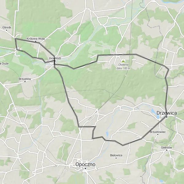 Miniatura mapy "Trasa Spała-Inowłódz" - trasy rowerowej w Łódzkie, Poland. Wygenerowane przez planer tras rowerowych Tarmacs.app