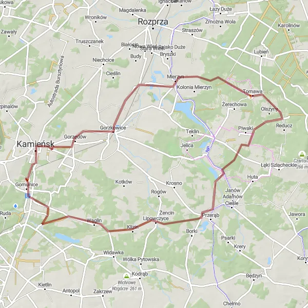 Miniatura mapy "Trasa Gravelowa Gomunice Loop" - trasy rowerowej w Łódzkie, Poland. Wygenerowane przez planer tras rowerowych Tarmacs.app