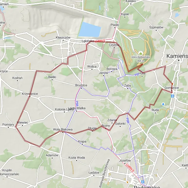 Miniatura mapy "Trasa Gravelowa Gomunice - Mętna górka" - trasy rowerowej w Łódzkie, Poland. Wygenerowane przez planer tras rowerowych Tarmacs.app