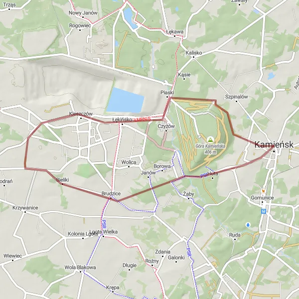 Miniatura mapy "Trasa Gravelowa Kamieńsk - Mętna górka" - trasy rowerowej w Łódzkie, Poland. Wygenerowane przez planer tras rowerowych Tarmacs.app