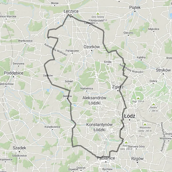 Map miniature of "Bełdów and Dawna willa fabrykancka Karola Teodora Buhle Road Tour" cycling inspiration in Łódzkie, Poland. Generated by Tarmacs.app cycling route planner