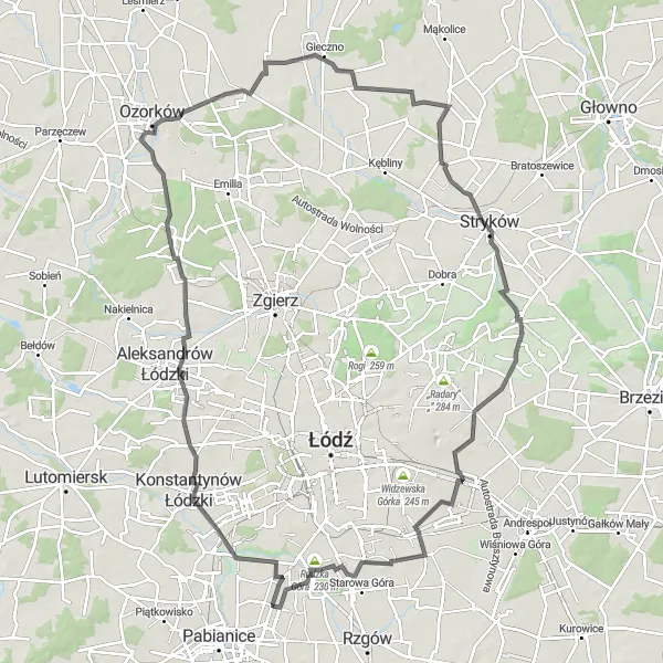 Map miniature of "Cesarka Cycling Route" cycling inspiration in Łódzkie, Poland. Generated by Tarmacs.app cycling route planner