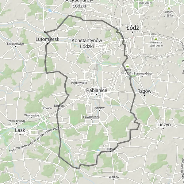 Map miniature of "Rąbień Challenge" cycling inspiration in Łódzkie, Poland. Generated by Tarmacs.app cycling route planner