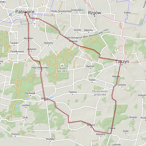Miniatura mapy "Trasa gravelowa przez Czyżeminek i Jadwinin" - trasy rowerowej w Łódzkie, Poland. Wygenerowane przez planer tras rowerowych Tarmacs.app