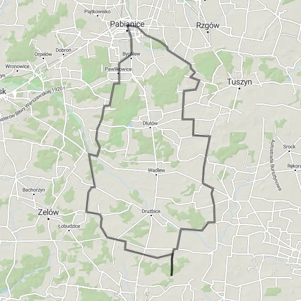 Miniatura mapy "Trasa w kierunku Czyżeminka" - trasy rowerowej w Łódzkie, Poland. Wygenerowane przez planer tras rowerowych Tarmacs.app