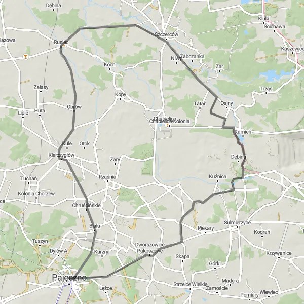 Miniatura mapy "Trasa przez Puszcze i Wola Wydrzyna" - trasy rowerowej w Łódzkie, Poland. Wygenerowane przez planer tras rowerowych Tarmacs.app