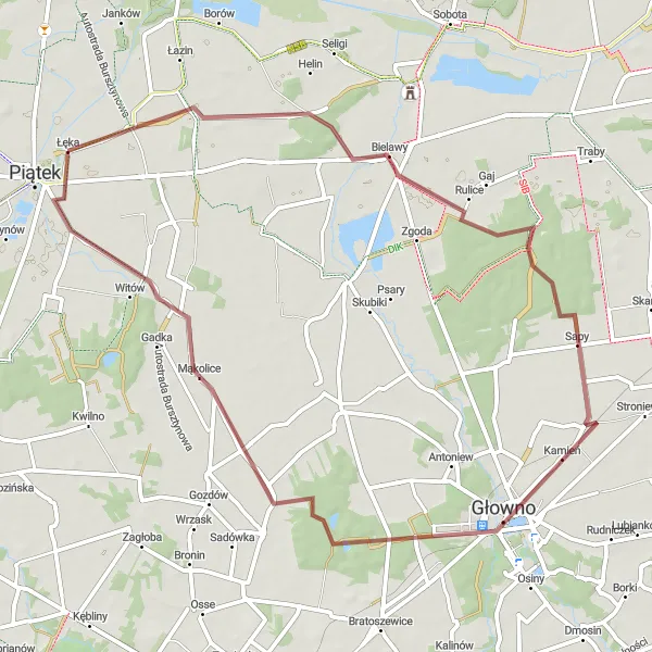Miniatura mapy "Trasa rowerowa Piątek - Sułkowice Pierwsze" - trasy rowerowej w Łódzkie, Poland. Wygenerowane przez planer tras rowerowych Tarmacs.app